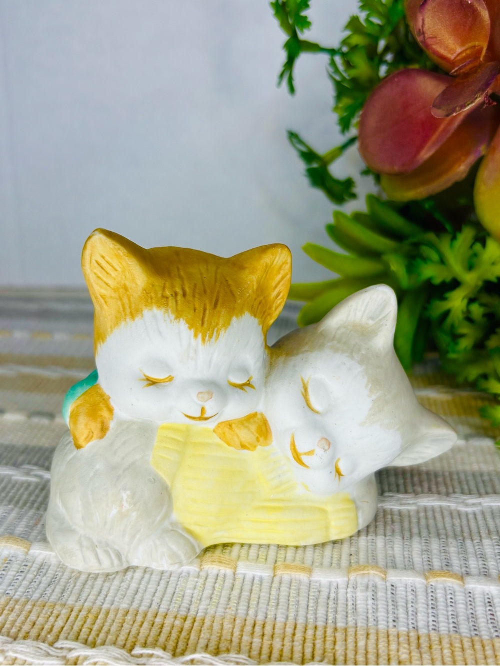 Vintage Sleeping Cats Figurine